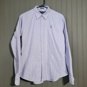 Ralph Lauren Sport Button Down Long Sleeve Shirt Slim Fit Purple Women's Size 12